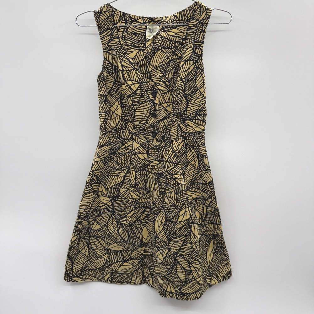 Weston Wear Sleeveless Leaf Print Button Front Mini Dress Women's Size 0 Chic